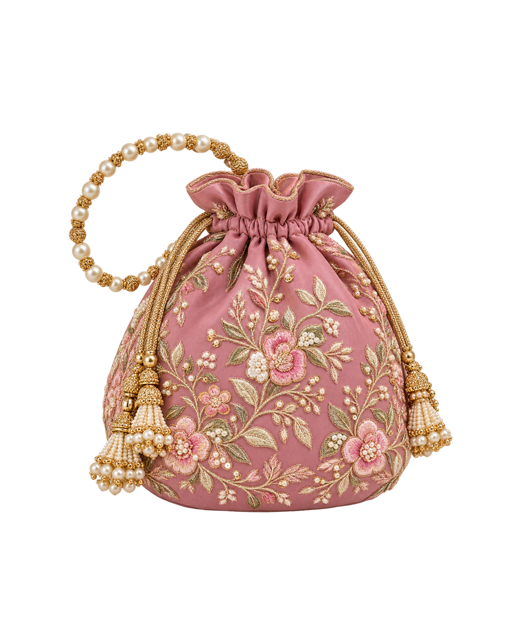 Embroidered Silk Potli Bag