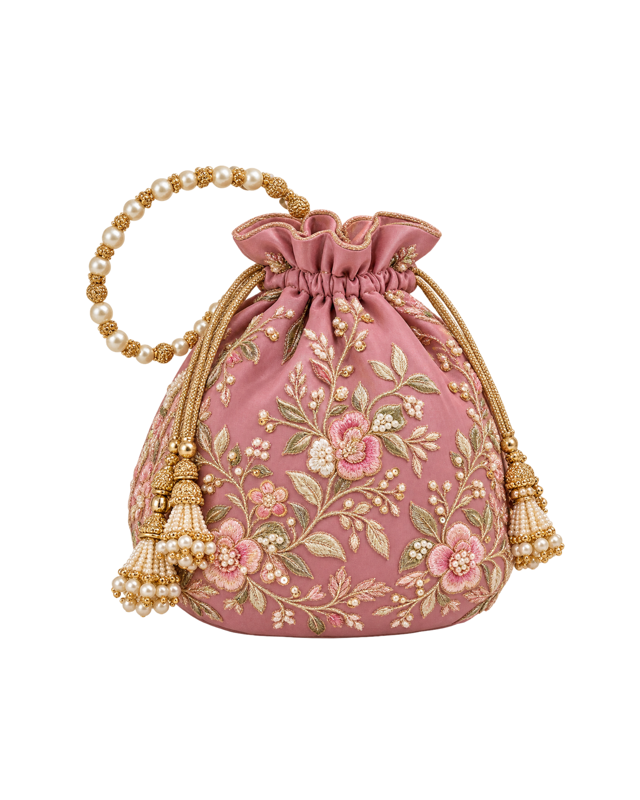 Embroidered Silk Potli Bag