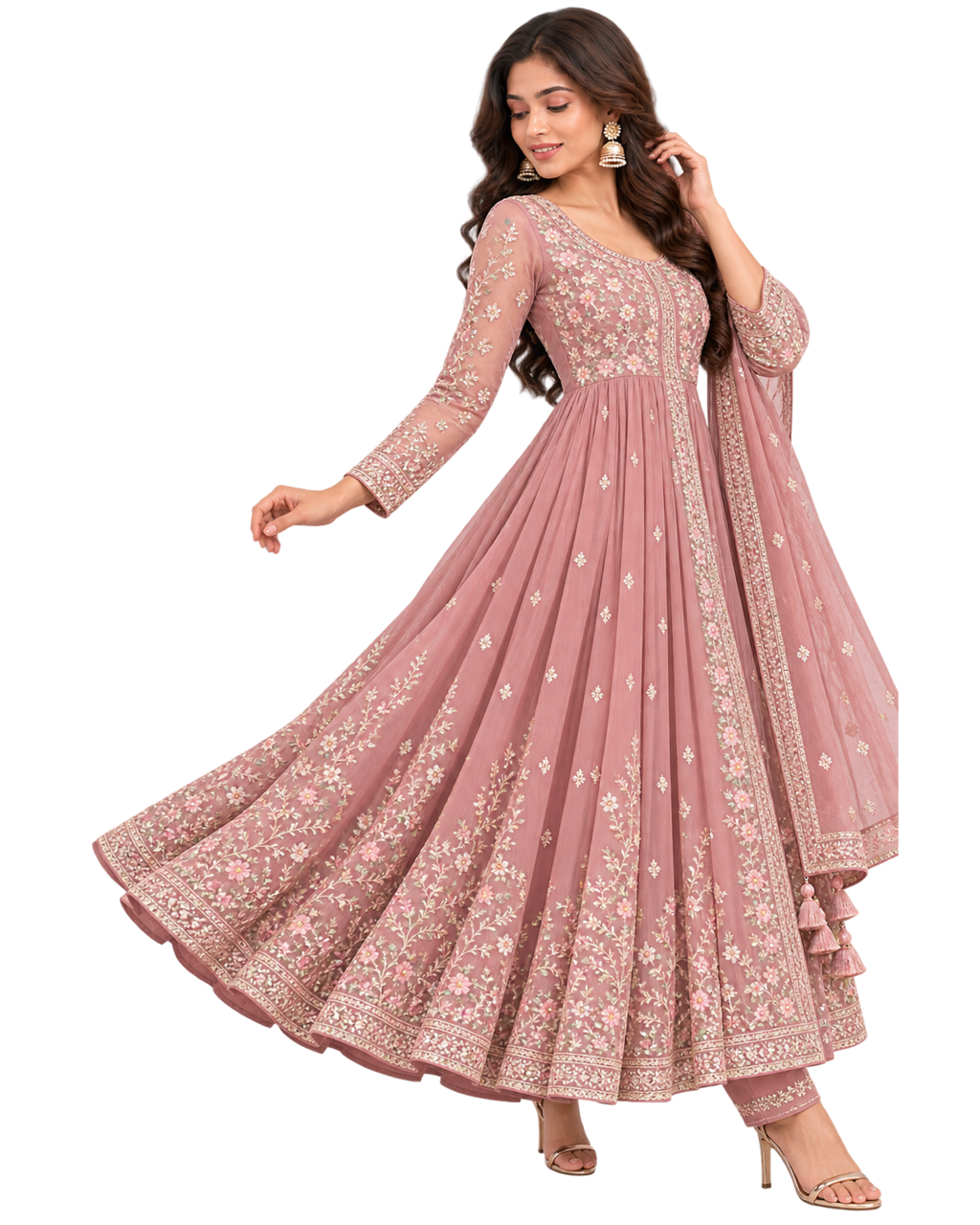 Georgette Embroidered Anarkali Set