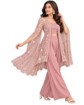 Net Embroidered Cape Set