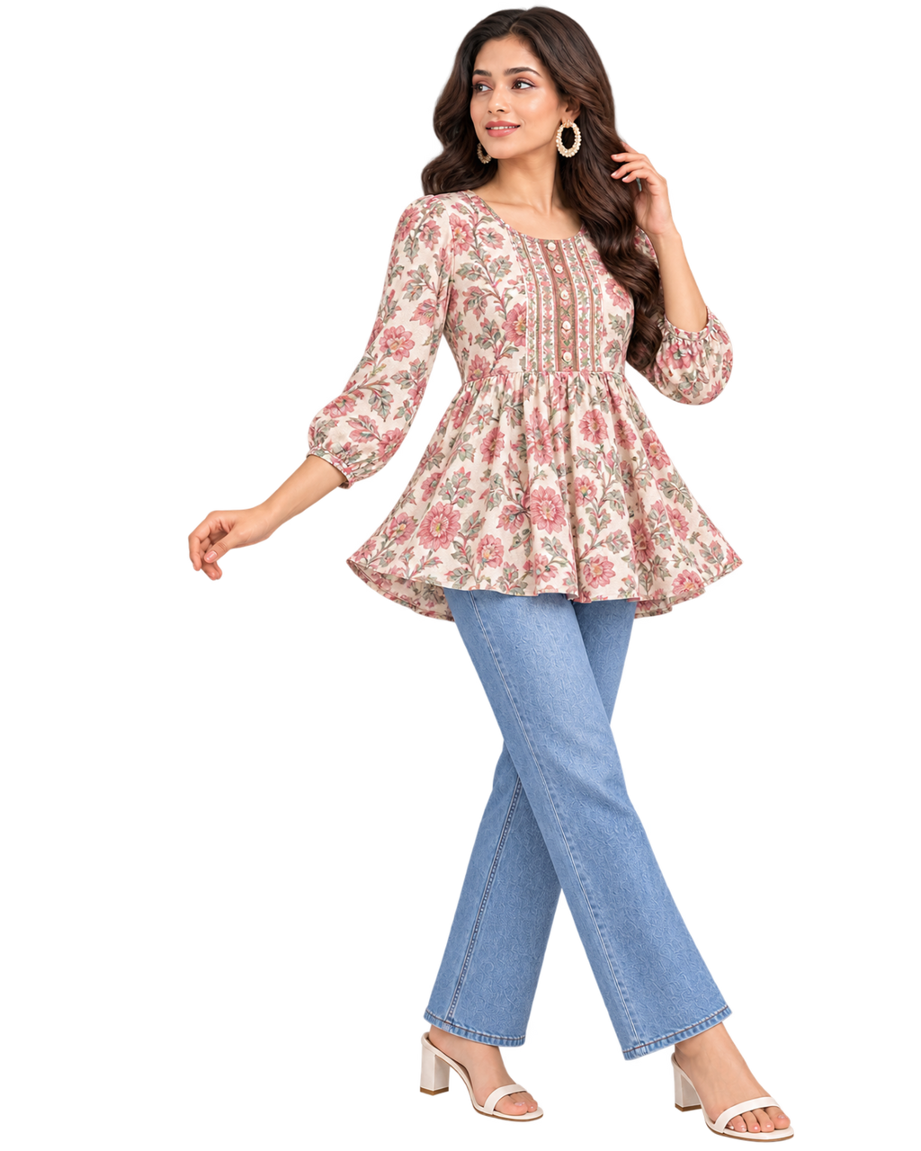 Printed Round Neck Top