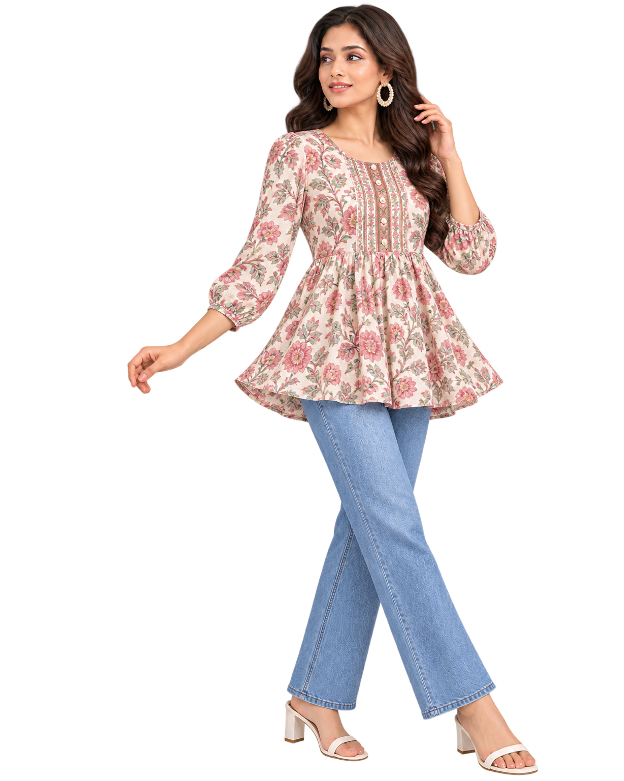 Printed Round Neck Top