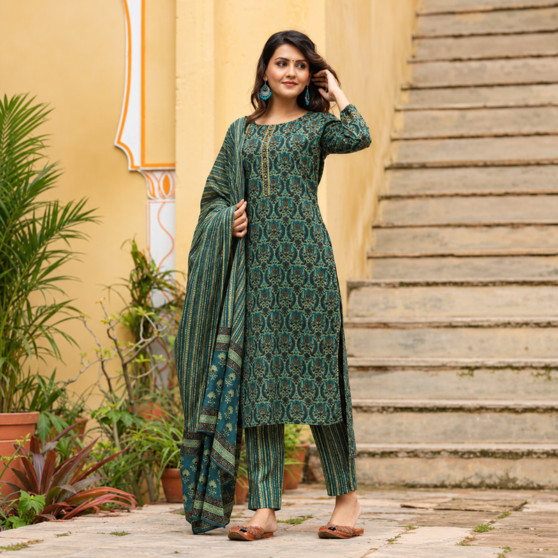 Rayon Printed Kurta & Palazzo Set