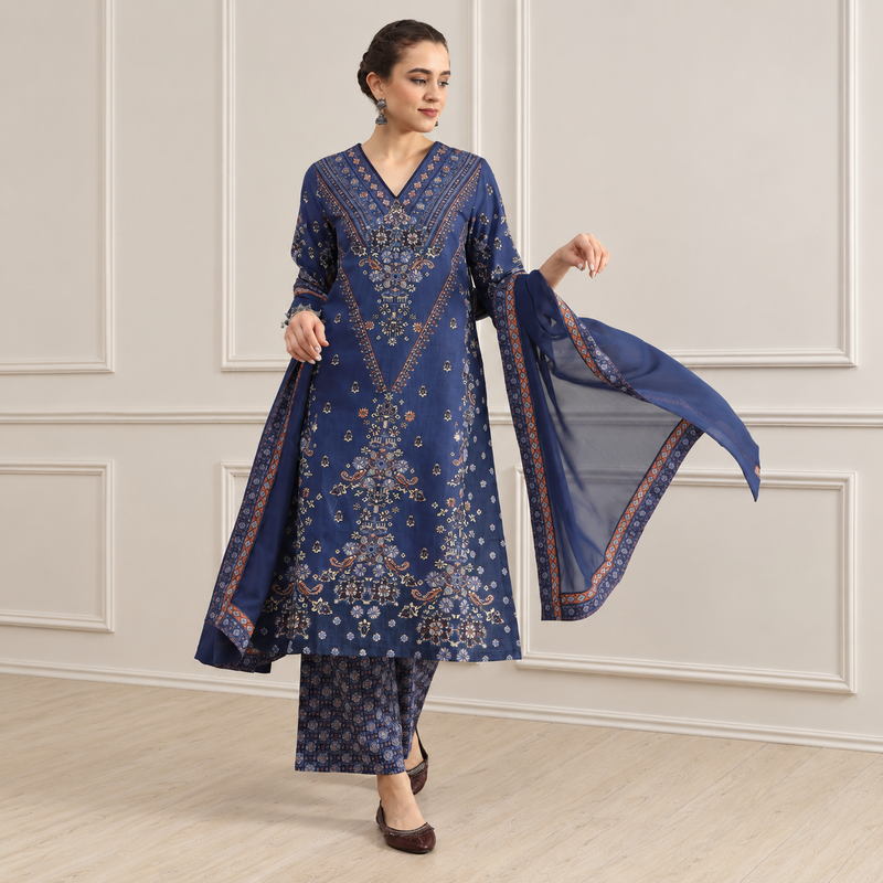 Cotton Printed Straight Suit Set