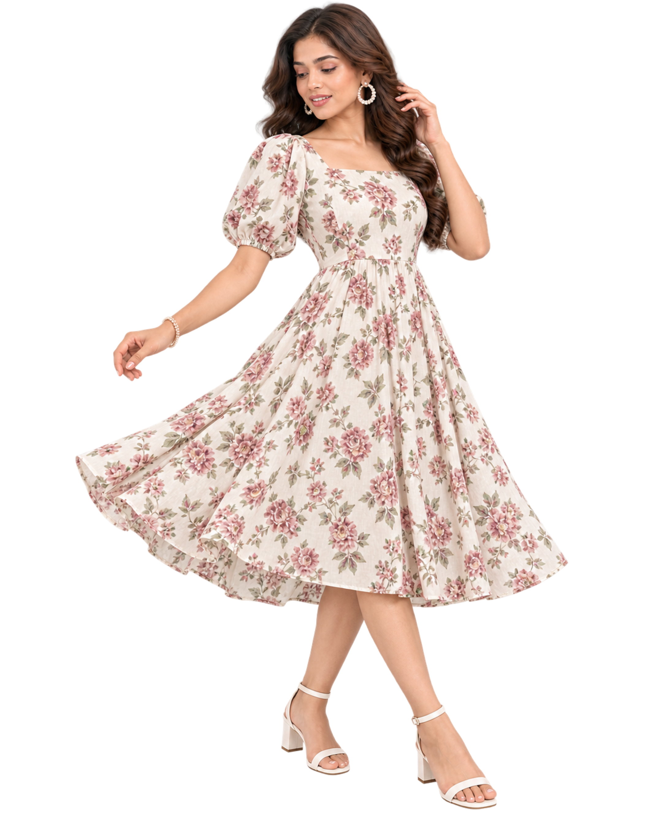 A-Line Fit & Flare Midi Dress