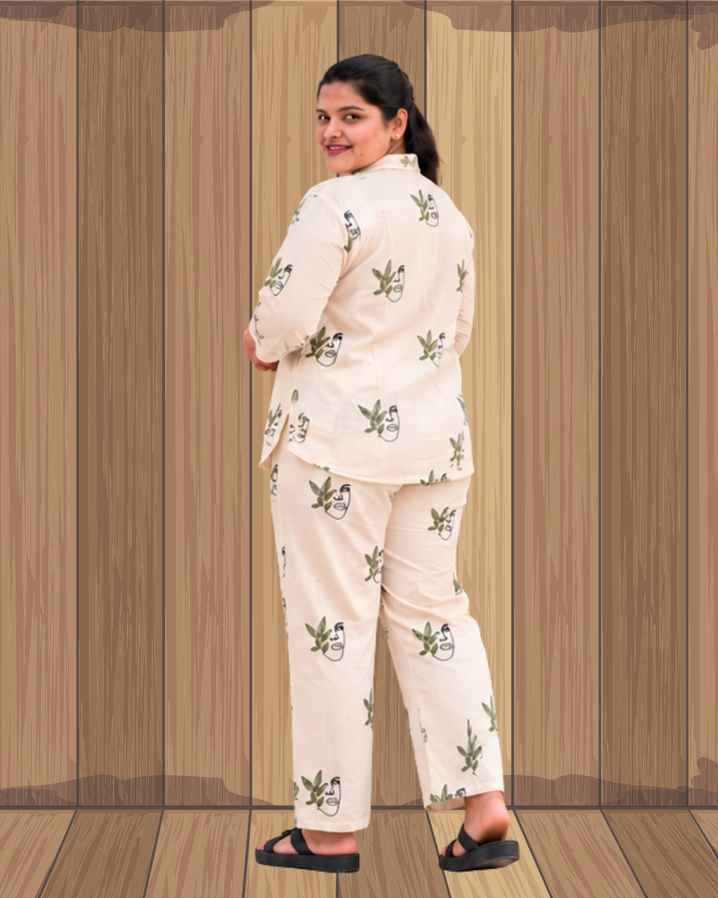Miyami off-white artsy line-art embroidred work co-ord set