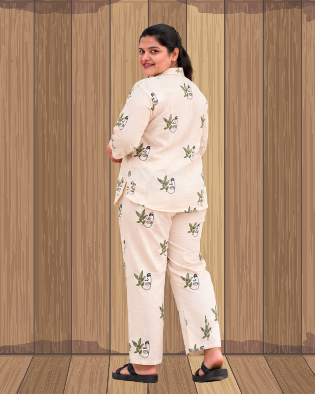 Miyami off-white artsy line-art embroidred work co-ord set
