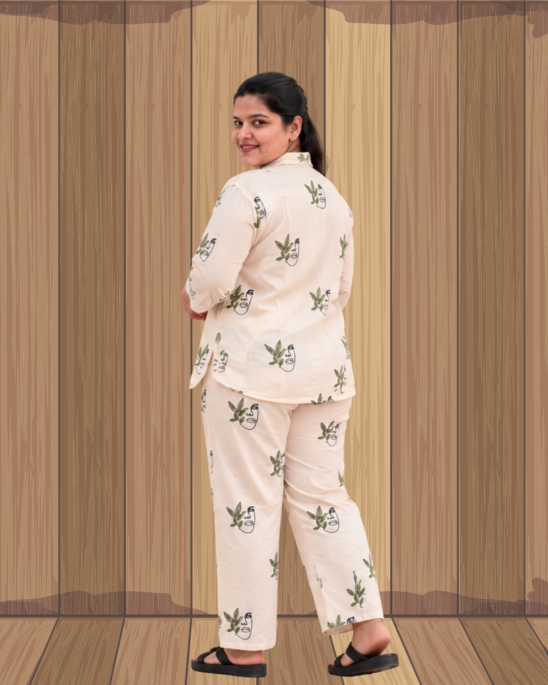 Miyami off-white artsy line-art embroidred work co-ord set