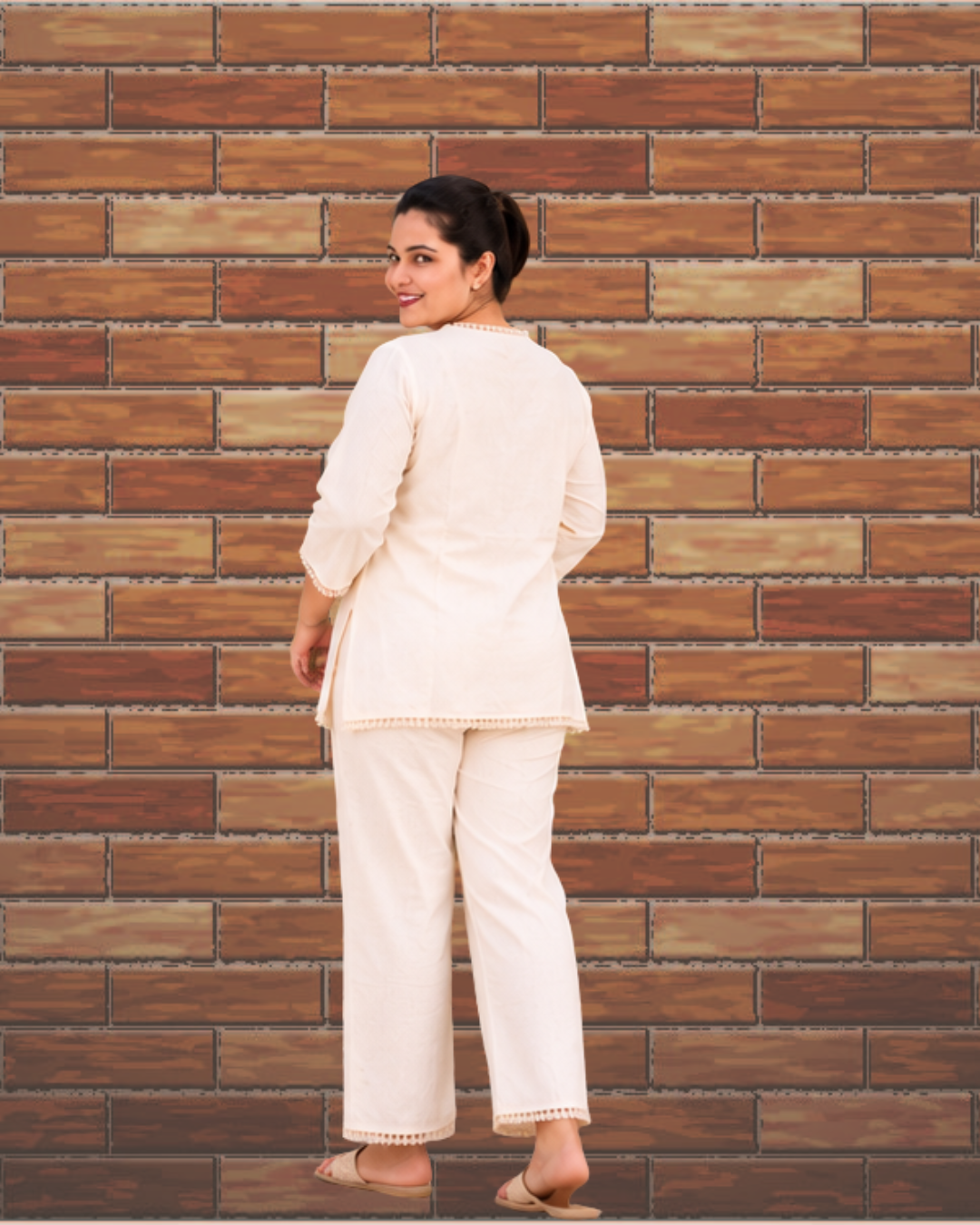Miyami off-white Angrakha style embroidred work tunic