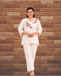 Miyami off-white Angrakha style embroidred work tunic