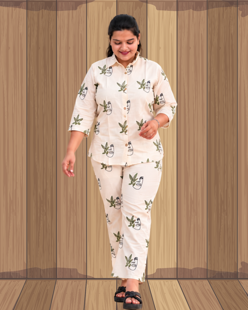 Miyami off-white artsy line-art embroidred work co-ord set