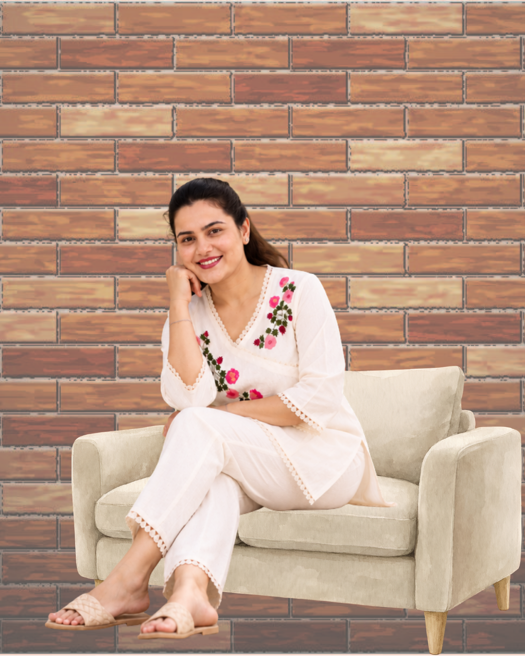 Miyami off-white Angrakha style embroidred work tunic