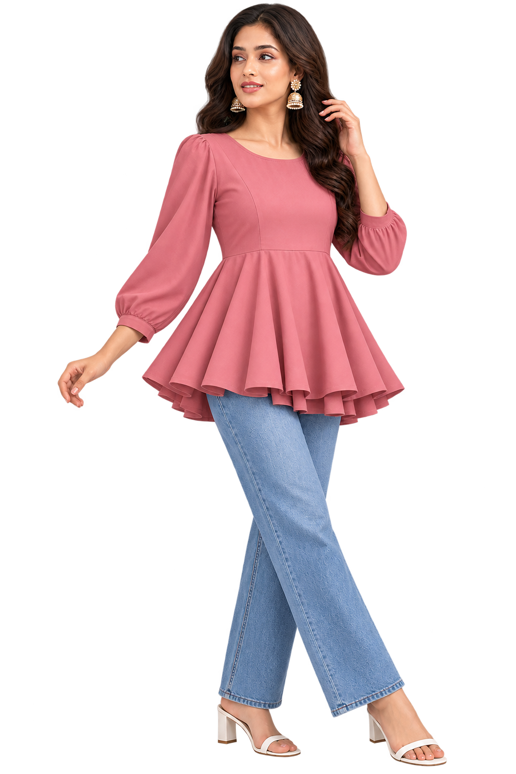 Peplum Style Solid Top