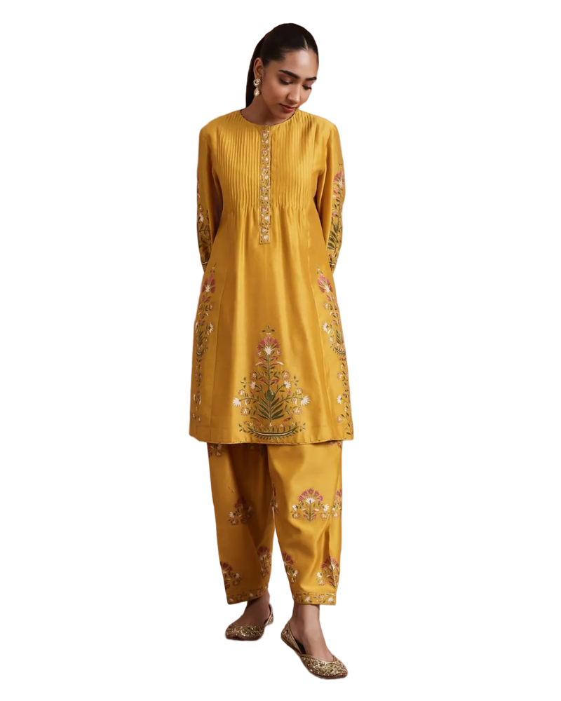 Chanderi Handprinted Cotton Kurta Set 3