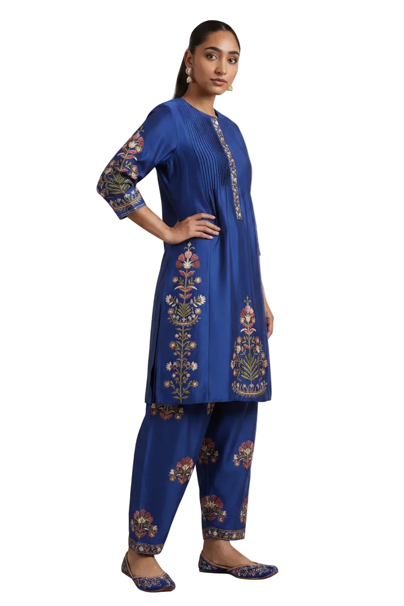 Chanderi Handprinted Cotton Kurta Set