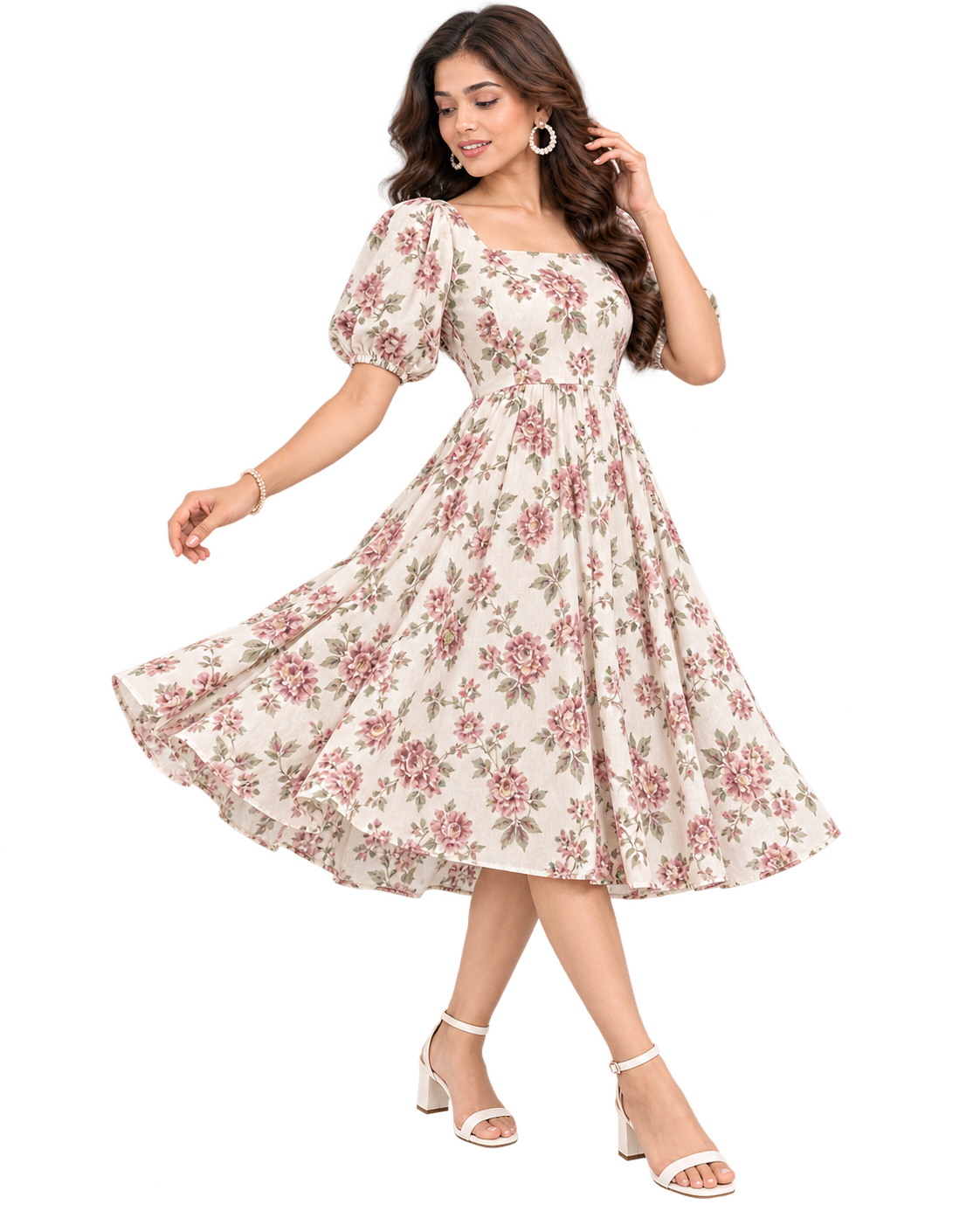 A-Line Fit & Flare Midi Dress