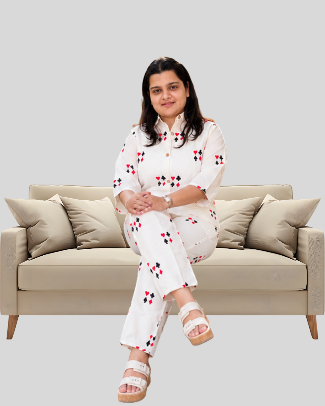 Miyami Off-white playing card embroidered work co-ord set