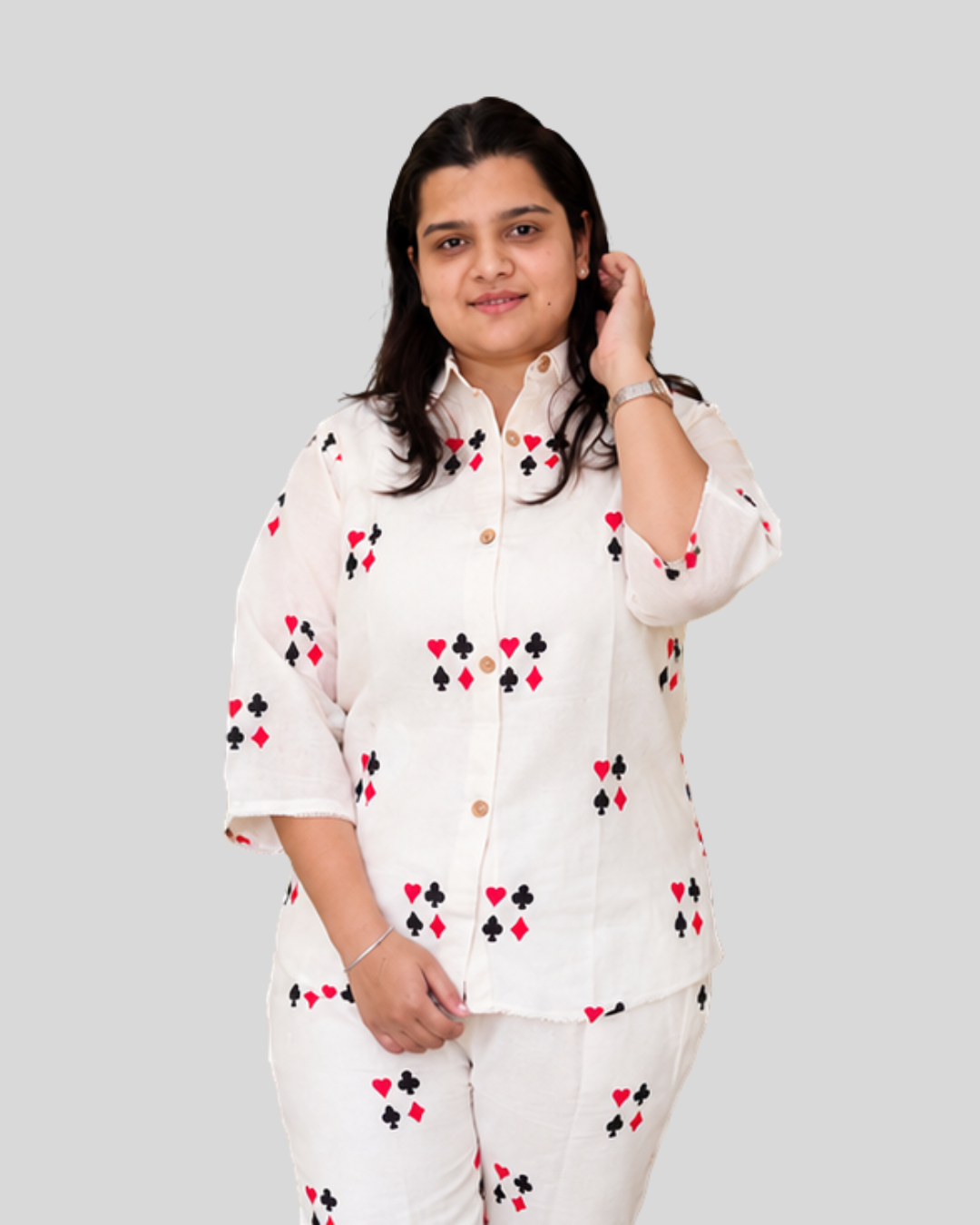 Miyami Off-white playing card embroidered work co-ord set
