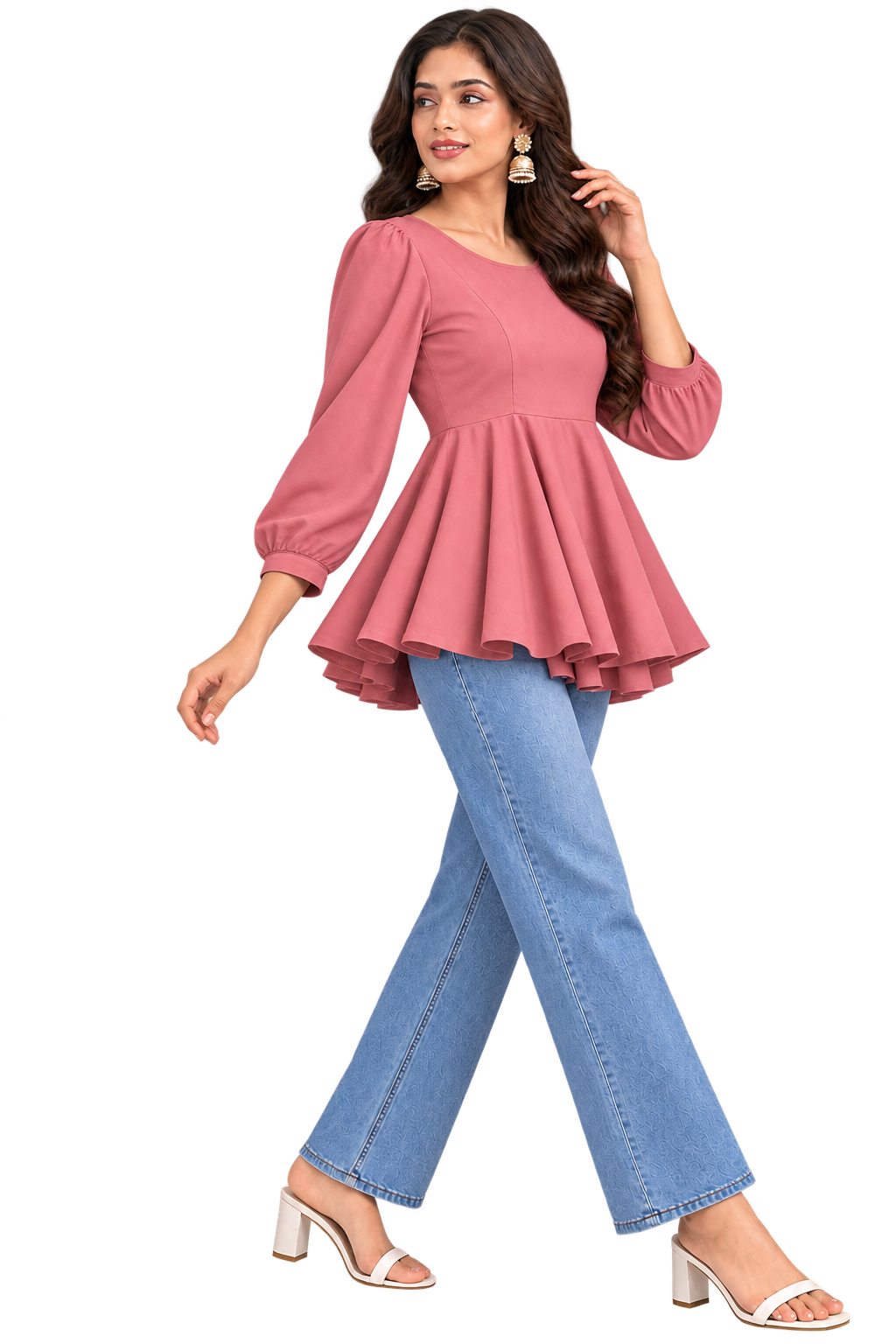 Peplum Style Solid Top